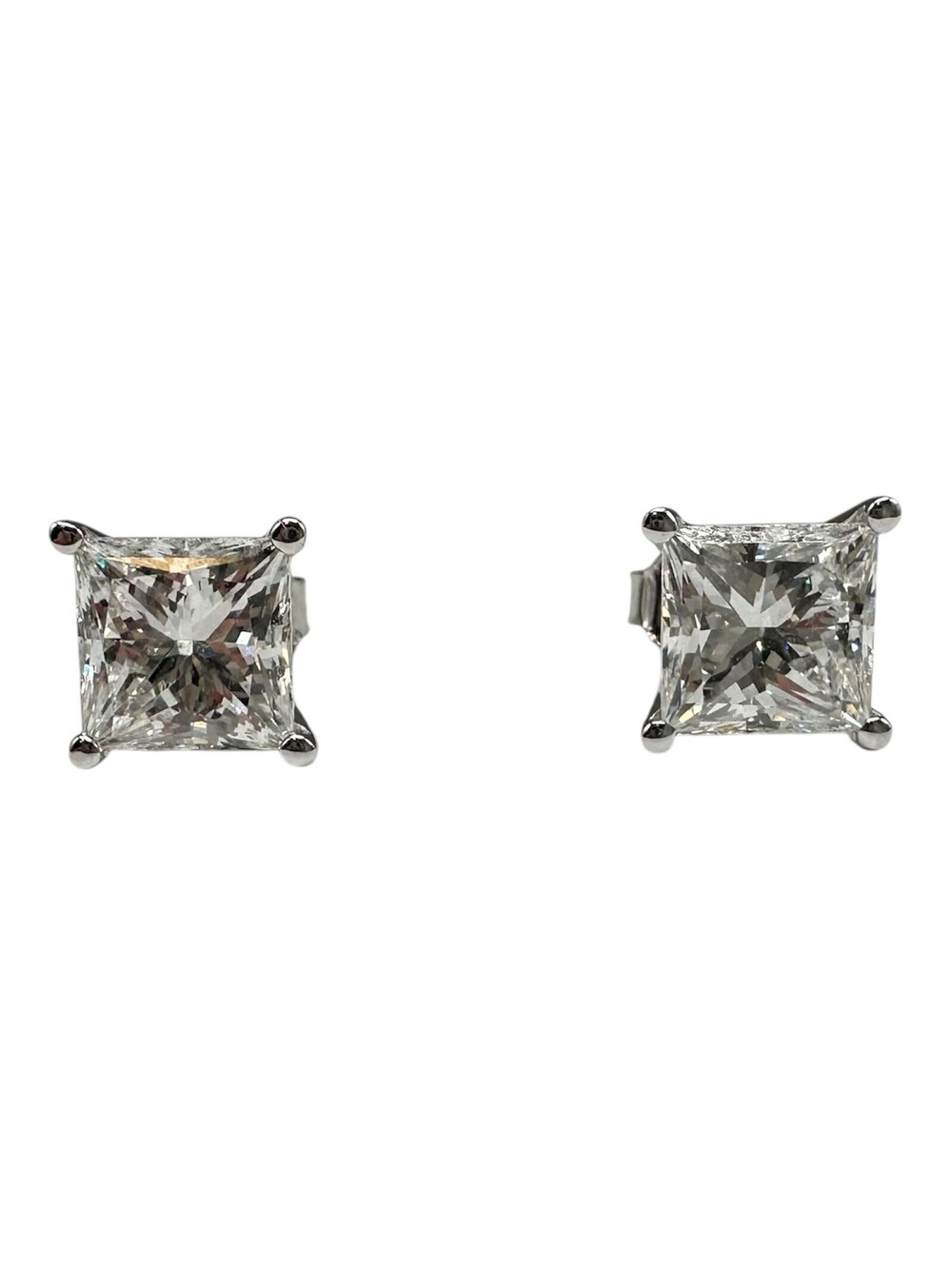 Princess Lab Grown Diamond Stud Earrings 3.08ctw IGI 14kt White Gold